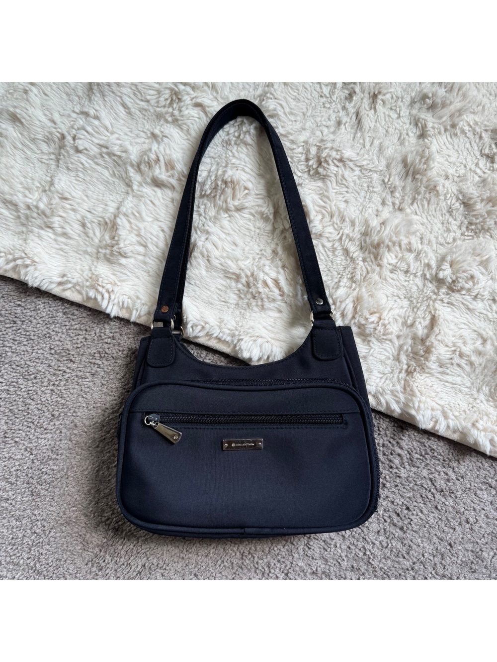 Y2k Minimalist Office Siren Black Multi-Pocket Shoulder Bag